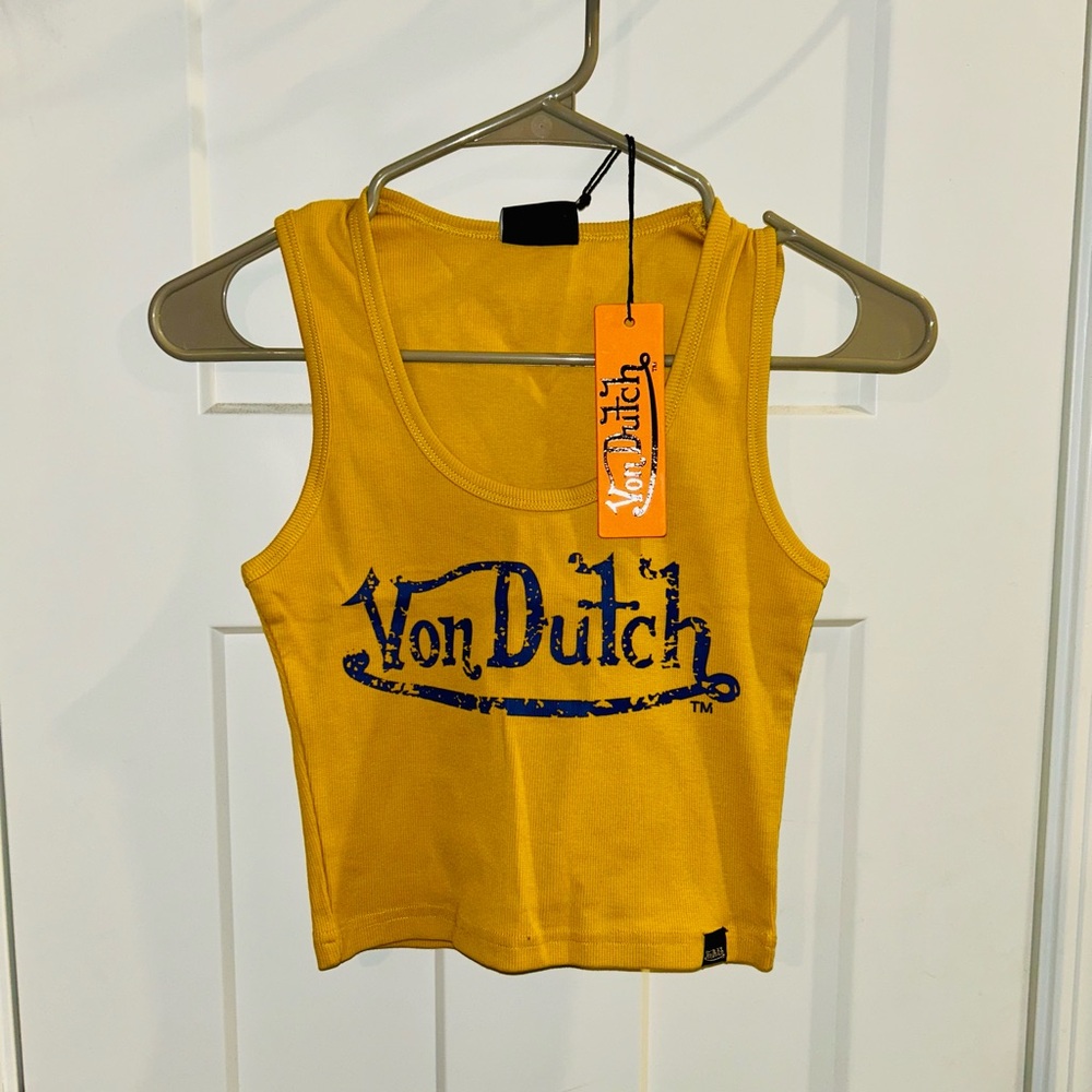 VON DUTCH Mustard Tank Top SZ S NWT